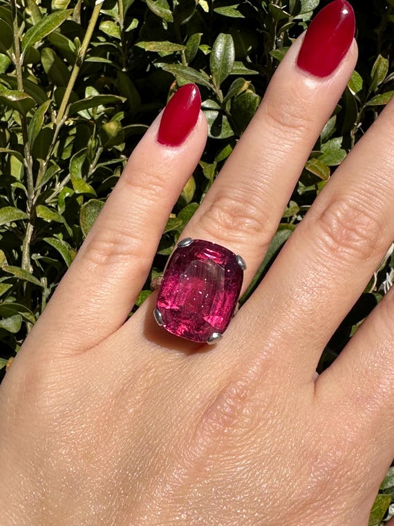 Art Deco Rubellite ring - image 2
