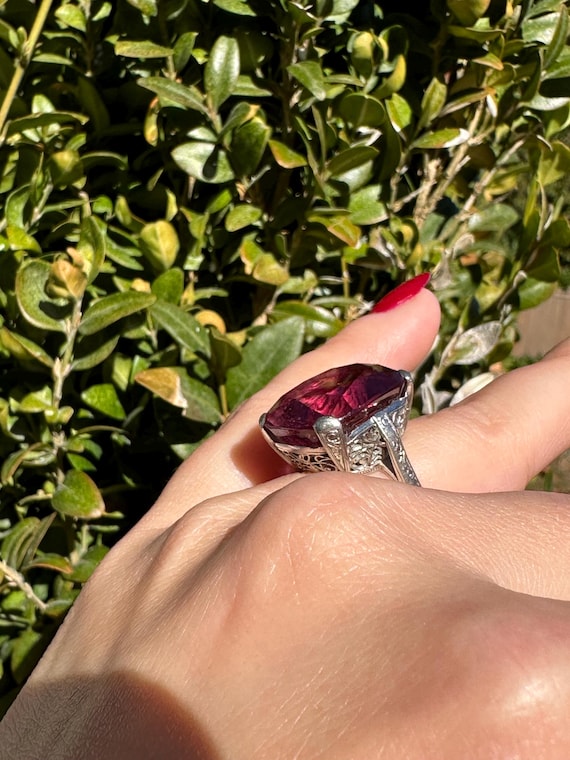 Art Deco Rubellite ring - image 5
