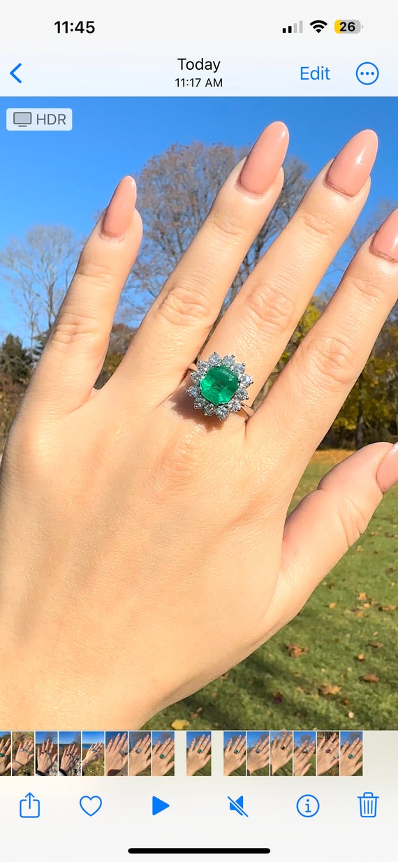 Emerald and diamond ring