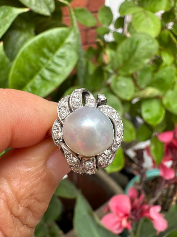 vintage Pearl and diamond ring