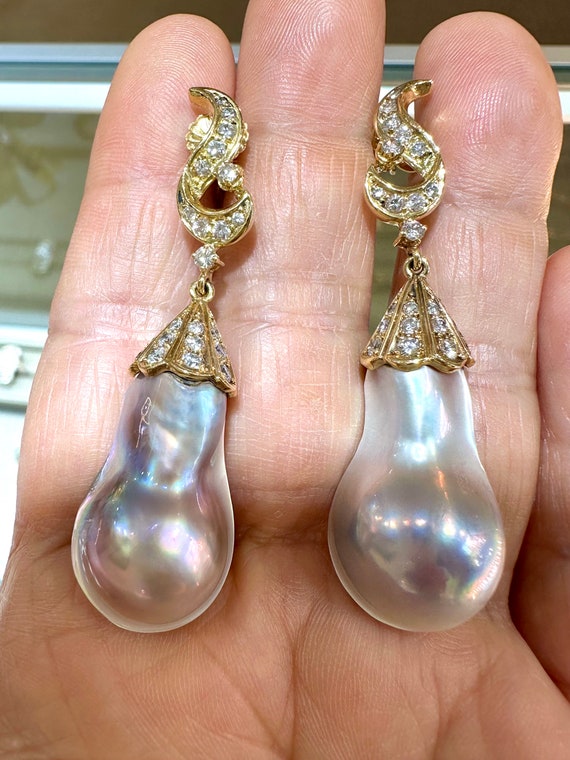Mabe pearl diamond earrings