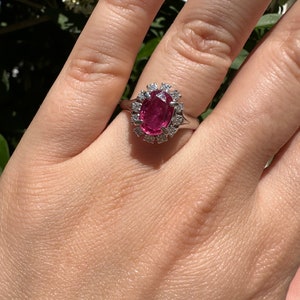 Ruby and diamond cluster ring