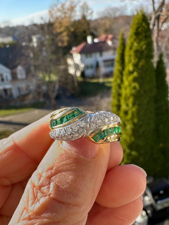 diamond and emerald ring - image 3