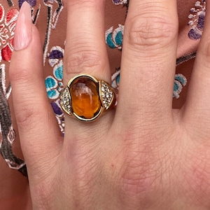 Citrine and diamond ring