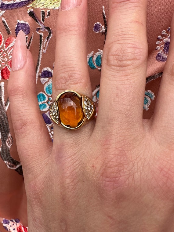 Citrine and diamond ring