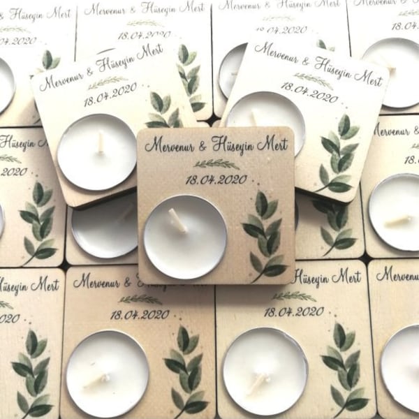 Bridal Shower Favors, Personalized Wooden Tealight Holder, Wedding Favors for Guest in Bulk, Rustic Wedding Favors, Candle Wedding Favors