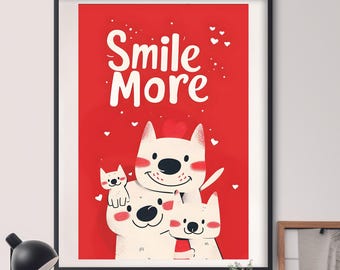 Citazione "Sorridi di più" | Stampa artistica con citazione su felicità e positività / Decorazione murale motivazionale / Arredamento per la casa che infonde ottimismo / Idea regalo incoraggiante