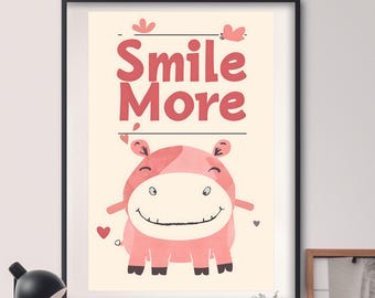 Citazione "Sorridi di più" | Stampa artistica con citazione su felicità e positività / Decorazione murale motivazionale / Arredamento per la casa che infonde ottimismo / Idea regalo incoraggiante