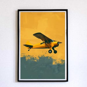 Retro Airplane Wall Art Print – Vintage Aviation Decor, Airplane Poster, Pilot Gift, Travel-Inspired Artwork, Mid-Century Aviation