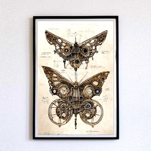 Butterfly Steampunk Art, Industrial Art, Mechanical Art, Animal Artwork, Art Downloadable Print, Wall Art, Wall Art Print