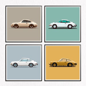 Contemporary Wall Art, Set of 4, Car Wall Art, Porsche 911 1963, Contemporary, Bauhaus Design, Mid Century, Minimal, Art Digital Download