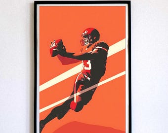 Retro NFL Football Wall Art – Vintage Sports Decor, Football Illustration, Retro Football Print, Classic Football Artwork, Unique Home Decor