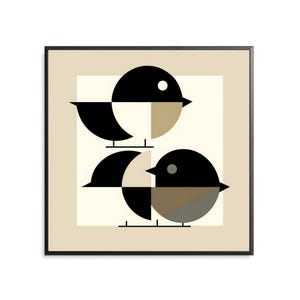 Retro Bird Wall Art – Vintage Bird Print, Mid-Century Modern Art, Colorful Bird Illustration, Abstract Animal Decor, Nature Lover Gift