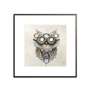 Owl Steampunk Art, Set of 3, Industrial Art, Mechanical Art, Animal Artwork, Art Downloadable Print, Wall Art, Wall Art Print