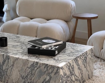 Plinth Coffee Table Calacatta Viola Real Marble