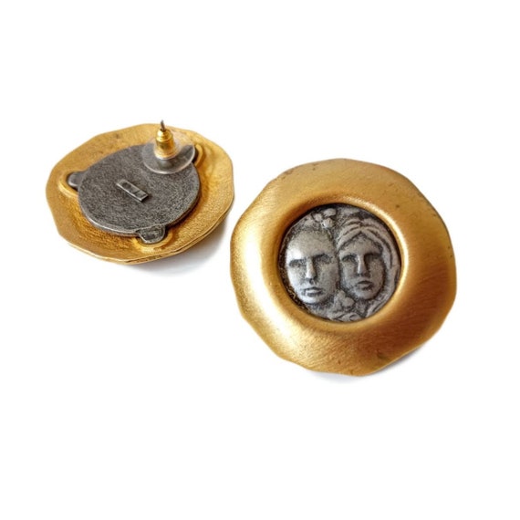 Jonette Artifacts Couple Faces Stud Earrings in P… - image 3