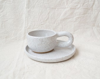 Handmade Ceramic Mug & Saucer Set | Coffee Cup | Tea Cup | Snack Plate