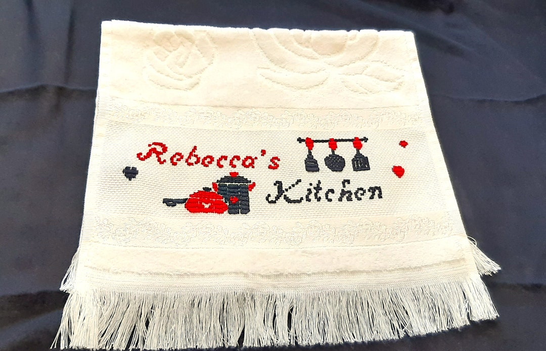 Towel to Cross Stitch, Handwork, Kitchen Towel Personalized Cotton