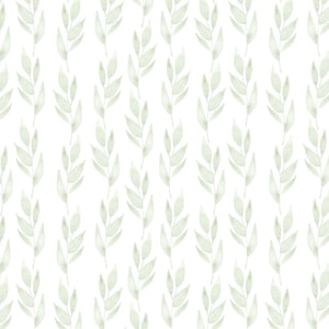 Sage Leaf Fabric, Greenery Botanical Leaves, Light Green, Cotton Fabric by the Yard