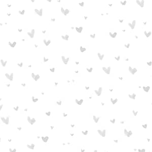 Gray Hearts Fabric, Light Gray Love Hearts Scattered, Cotton, Sateen, Cotton Knit, Rib Knit, Thermal, Home Decor Fabric by the Yard
