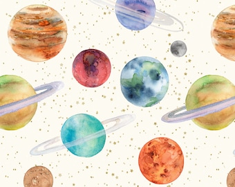 Planet Fabric, Outer Space, Galaxy, Stars, Cotton Fabric by the Yard