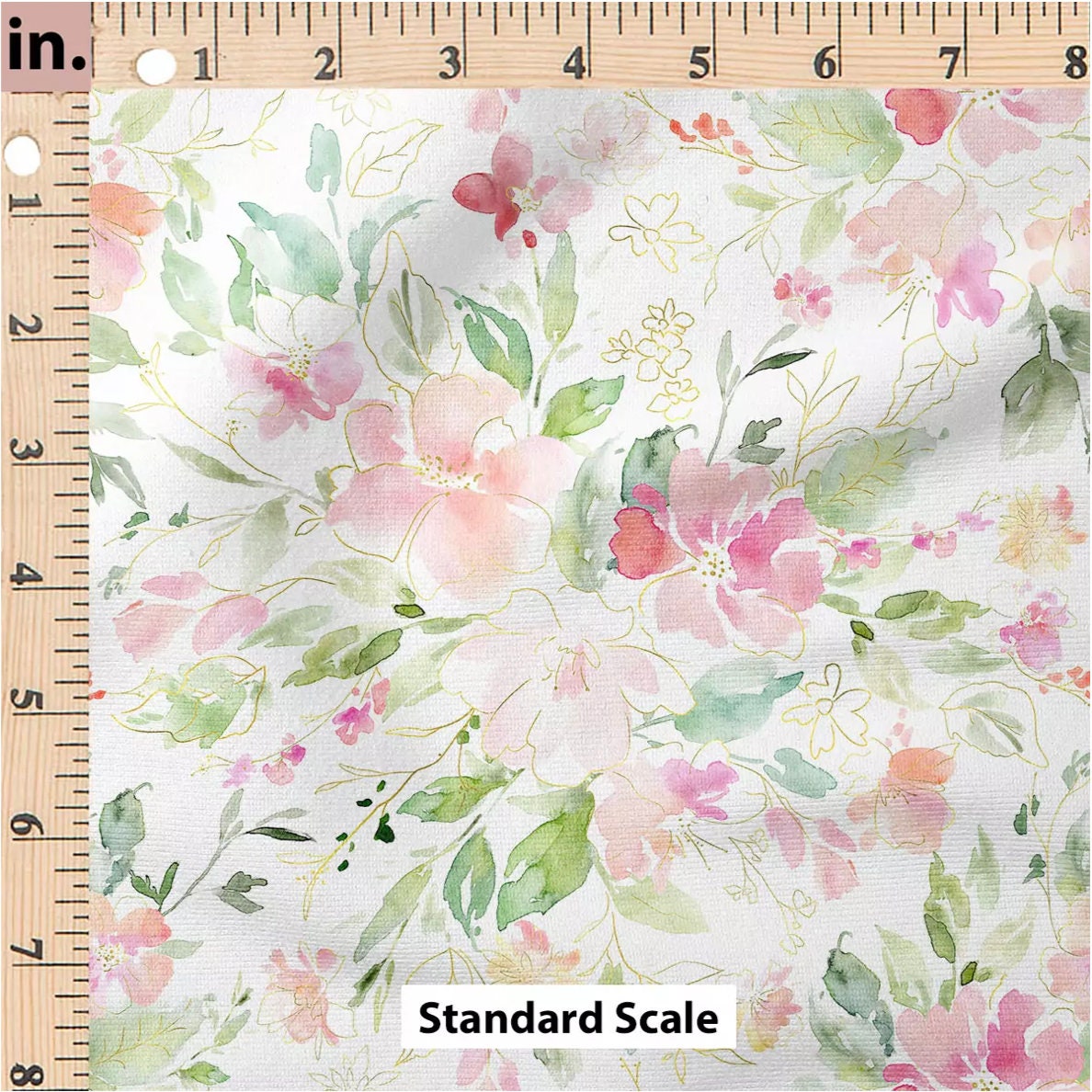 Pink Floral Fabric, Light Pastel Flowers, Girl Nursery, Cotton Fabric ...