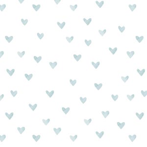 Light Blue Hearts Fabric by the Yard, Dainty Watercolor Heart, Love, Quilting Cotton, Sateen, Cotton Knit, Cotton Spandex, Rib Knit