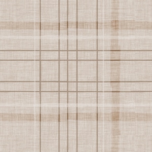 May include: A seamless pattern featuring a plaid design. The pattern consists of intersecting vertical and horizontal lines in varying shades of brown and beige, creating a grid-like appearance. The background has a textured, linen-like appearance.