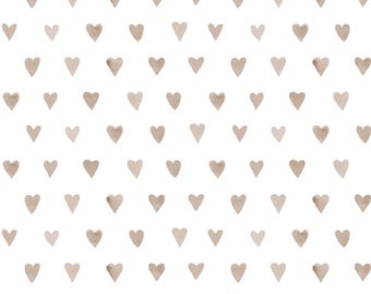 Neutral Heart Fabric by the Yard, Cute, Kona Cotton, Sateen, Waffle Knit, Rib Knit, Twill