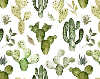 Desert Cactus Fabric, Wild West Cactus, Southwest, Cotton Fabric by the Yard