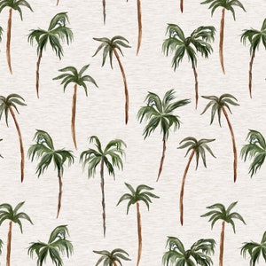 Palm Tree Fabric by the Yard, Watercolor Palm Trees, Summer, Beach, California, Cotton Fabric by the Yard
