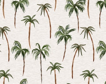 Palm Tree Fabric by the Yard, Watercolor Palm Trees, Summer, Beach, California, Cotton Fabric by the Yard