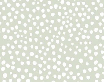 Light Green Dots Fabric by the Yard, Polka Dot Coordinate, Cotton Fabric by the Yard