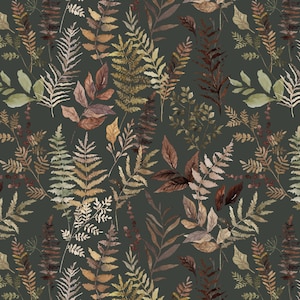 Fern Leaf Fabric, Botanical Leaves, Fall Foliage, Forest Floor, Cotton Fabric by the Yard