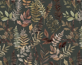 Fern Leaf Fabric, Botanical Leaves, Fall Foliage, Forest Floor, Cotton Fabric by the Yard