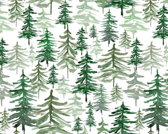 Forest Tree Fabric by the Yard, Woodland Nursery, Gender Neutral, Nature, Greenery, Cotton Fabric by the Yard