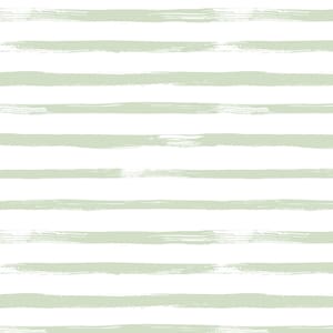 Soft Green and White Stripes Fabric, Minimalist, Light Sage, Watercolor, Kona Cotton, Sateen, Linen Canvas Fabric by the Yard