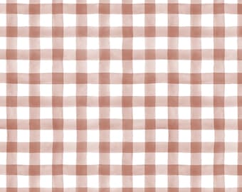 Buffalo Check in Dusty Rose Fabric, Pink Watercolor Plaid Checkered, Cottagecore, Girl Nursery, Cotton Fabric by the Yard