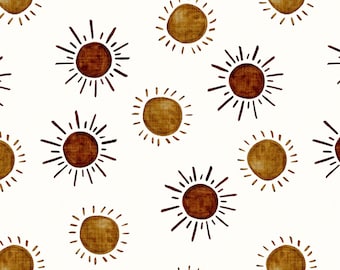 Sonora Suns Fabric, Boho Summer Sun, Watercolor, Cotton Fabric by the Yard