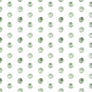 Sage Green Polka Dots Fabric, Watercolor Dots, Modern, Minimalist, Coordinate Nursery, Cotton Fabric by the Yard