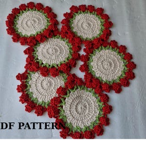 CROCHET PATTERN - Flower Pot Coaster Set Crochet Pattern Flower Bouquet Plant Coasters Instant Digital Download PDF Crochet Pattern
