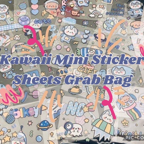 Kawaii Clear Sticker Sheets, Mystery Grab Bag, Clear Stationary Deco Stickers