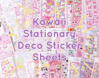 Kawaii Stationary Deco Sticker Sheets, Mystery Grab Bag