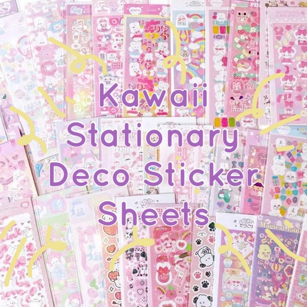 Kawaii Stationary Deco Sticker Sheets, Mystery Grab Bag