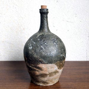 Jar Antique Olive Oil – Ceramic Bud Vase – Rustic Mediterranean Decor – Handmade Vintage Style Pot