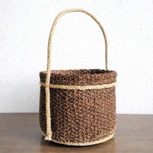 Audoux Minet Rope Basket Vintage French Woven Brutalist Coastal Design Midcentury Handmade