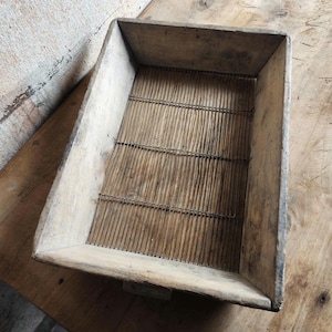 Sieve vintage rustic wooden farmhouse decor primitive wood sifter antique kitchen tool wall accent