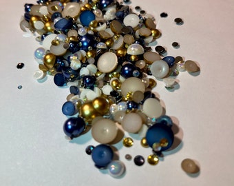 Rainbow Pearl Mix, Flatback Pearls and Rhinestone Mix, Sizes Range  3MM-10MM, Flatback Jelly Resin, Faux Pearls Mix, Mixed Sizes
