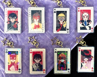 Persona 5 Keychains: Phantom Thief Playing Card Holographic Charm