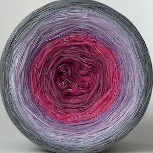 3 ply, Gradient Cake Yarn, Ombre Yarn Cake, Color Change yarn, Ombre Yarn, Cotton/Acrylic. Metallic yarn.
